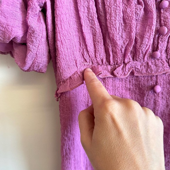 NEW ASTR The Label Rocco Dress Orchid Fuchsia Cottage Ruffle Puff Sleeve Size XS - Picture 10 of 16